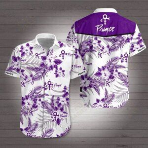 Retro Purple Aloha Shirt – Music Legend Inspired Floral Button-Up